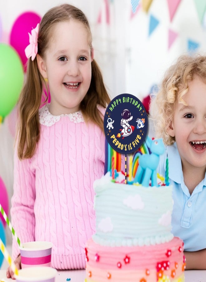 Yellow Nuts Personalised Cake Topper For Birthday Cartoon Space Astronaut Theme Kids Boys Girls 1st Birthday Anniversary Props Cake Decor Decoration (Space) - Image 3